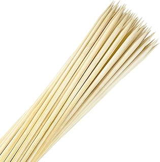 Bamboo Smores Sticks (50 Pcs), 17.5" Marshmallow Roasting Sticks for Fire Pit, 5mm Heavy Duty Wooden Skewers for Smore Hot Dog Barbecue Thick Sticks for Campfire Grilling Camping Bonfire