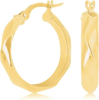 Italian 14k Yellow Gold Basket Weave Round Hoop Earrings