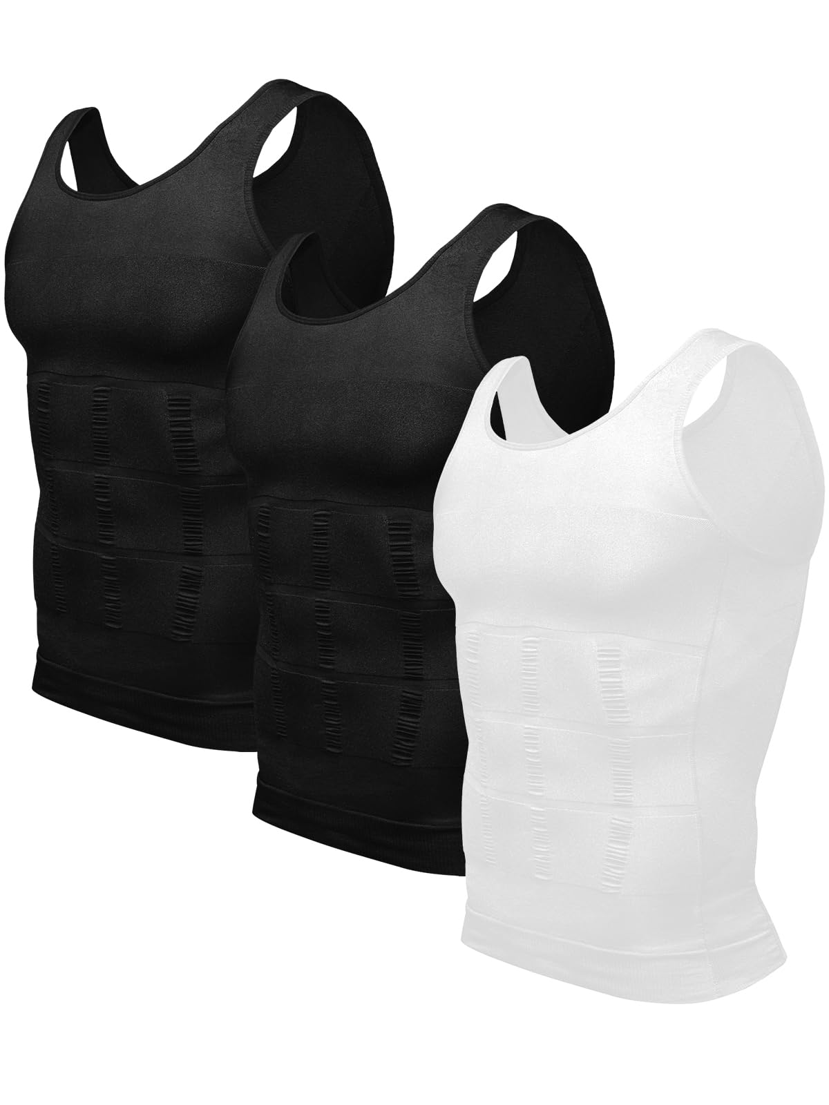 Odoland Compression Vest Men 3 Pack Slimming Vest Body Shaper Compression Shirt 