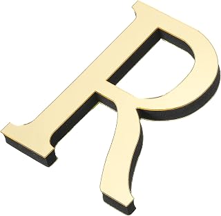 3D Acrylic Alphabet Mirror Wall Stickers Letter R Self-Adhesive Home Decor Letter Sign Art Sticker Decal for DIY Home Decoration Light Gold