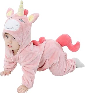 LOLANTA Unisex Rainbow Unicorn Dinosaur Dragon Baby Costume Plush One Piece Hooded Toddler