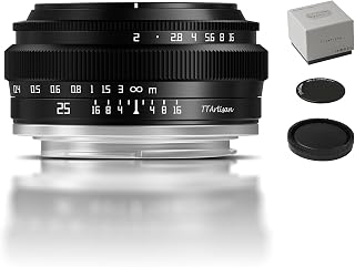 TTARTISAN 25mm f/2 for Fuji X-Mount, APS-C 25mm F2 MF Mirrorless Lens | Wide-Angle, Large Aperture, X Mount Pancake Lens, Manual Focus, 37.5mm Full-frame Equivalent, 0.25m Close Focus