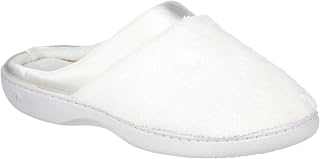 Isotoner Terry And Satin Slip On Cushioned Slipper With Memory Foam For Indoor/Outdoor Comfort SlippersWomen