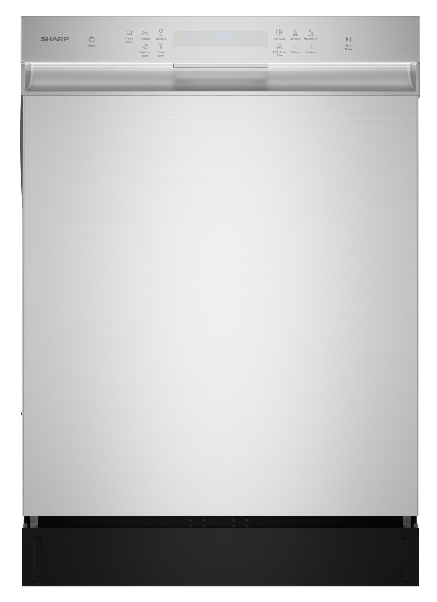 Sharp SDW6504MS Stainless Steel Dishwasher, 24-inch Pocket Handle, 52 dB, Hybrid