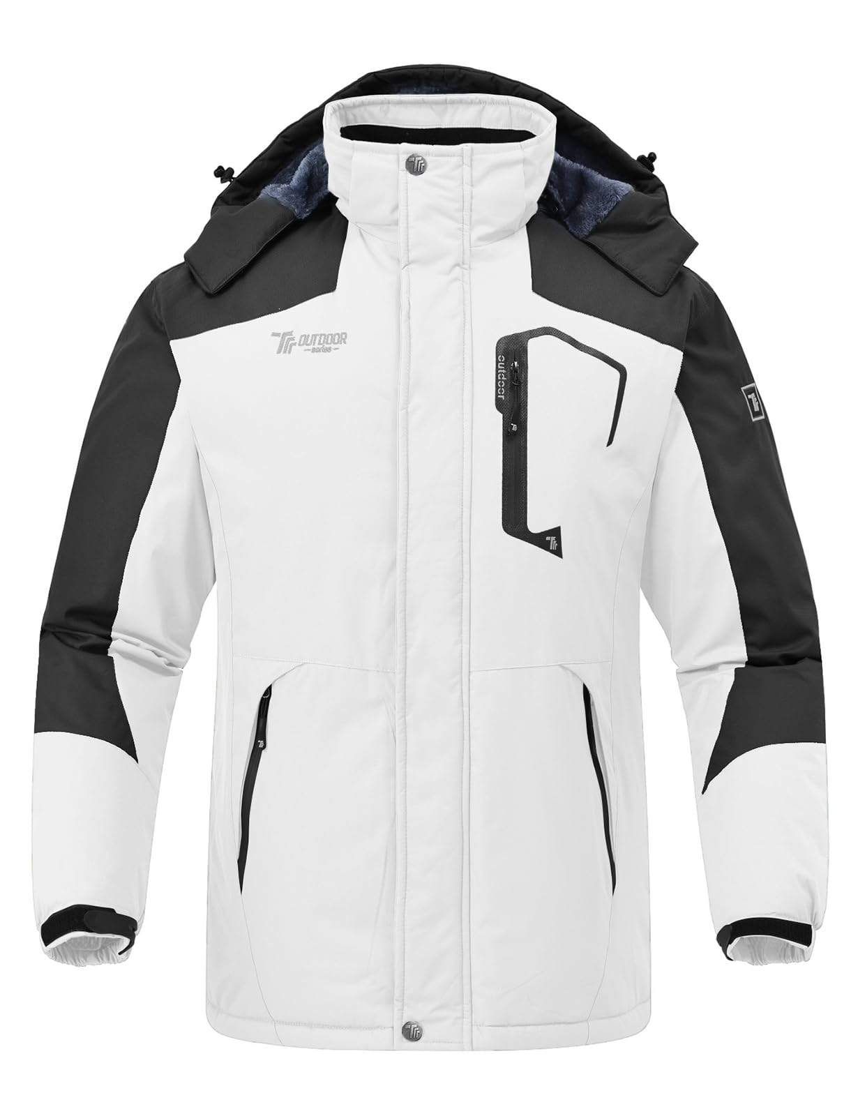 Rdruko Men's Ski Snow Jacket Waterproof Insulated Fleece Outdoor Mountain Hooded