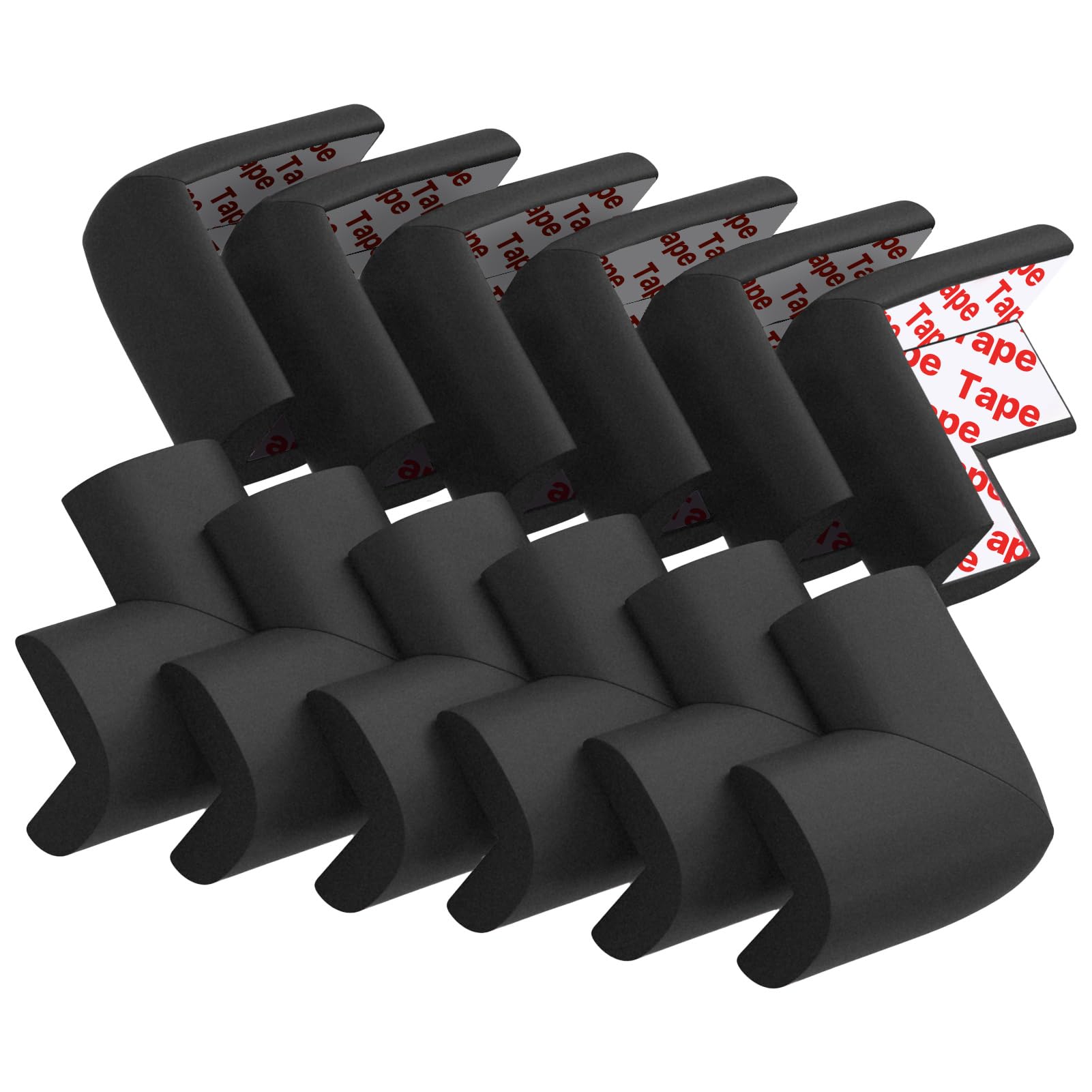 12 Pack Soft Corner Protector Baby Proofing Edge and Corner Guards (Black) | Tab