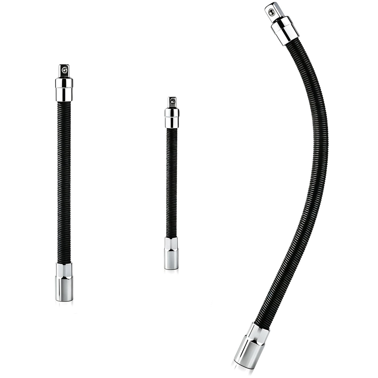 ITRDDGE 3PCS Flexible Socket Extension 1/2" 1/4" 3/8" Shaft Drive 14" 8" 5" | Be