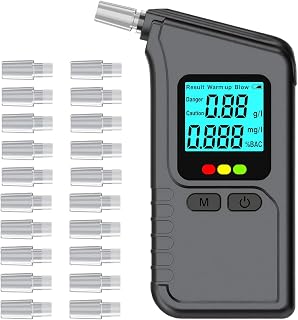 IGEAIIE Breathalyzer & Alcohol Tester with 20 Mouthpieces, Professional Digital Breathalysers with HD LCD Display, High Accuracy Portable BAC Test Device for Accurate Alcohol Detection