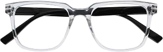 OPULIZE LEO Reading Glasses - Large Rectangular Frame - Clear - Black Temples - Men Women - Spring Hinges - R55-C - +2.00