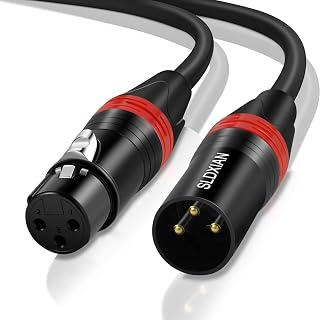 SLDXIAN XLR Cable, XLR Male to Female Microphone Cable (Black,1M) | for Microphone, Power Amplifier, Sound Console, Sound Speaker
