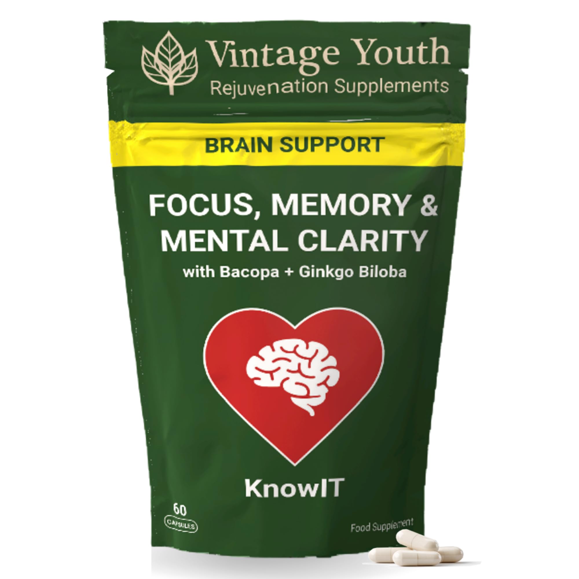 KnowIT Brain Supplement | Memory Loss Enhancer | Cognitive Function Control | Po