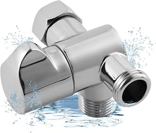 Hibbent All Metal Solid Brass Shower Arm 3-Way Diverter Valve for Hand Shower and Fixed Shower Head, G1/2'' Shower Arm T Adapter, Bathroom Universal Shower System Replacement Part, Chrome