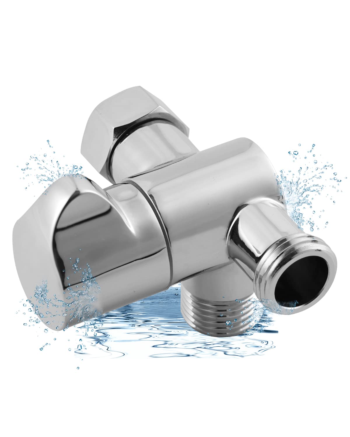 Hibbent All Metal Solid Brass Shower Arm 3-Way Diverter Valve for Hand Shower an