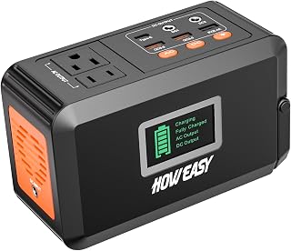 HOWEASY Portable Power Station,120W(240W Peak) Solar Generator | 88Wh Lithium Battery Power with 110V AC Outlet/DC/USB/LED Light for Outdoor Camping Trip Hunting Emergency