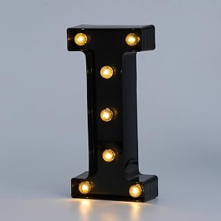 LED Marquee Letter Lights, Black Light Up Letters for Night Lighting, Wedding, Birthday Party, Christmas, Home Decoration, Bar, Character (I)