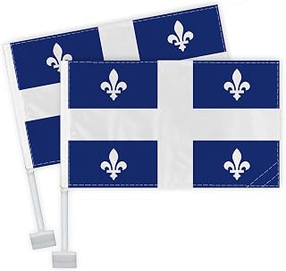 2 PCS Quebec Car Flag,Heavy duty Canada Province Québec Decor,Two Layer Digital Printed 150D Banner For Car Vechile Truck
