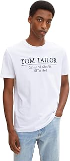 TOM TAILOR Men Organic Cotton Printed Logo T-Shirt