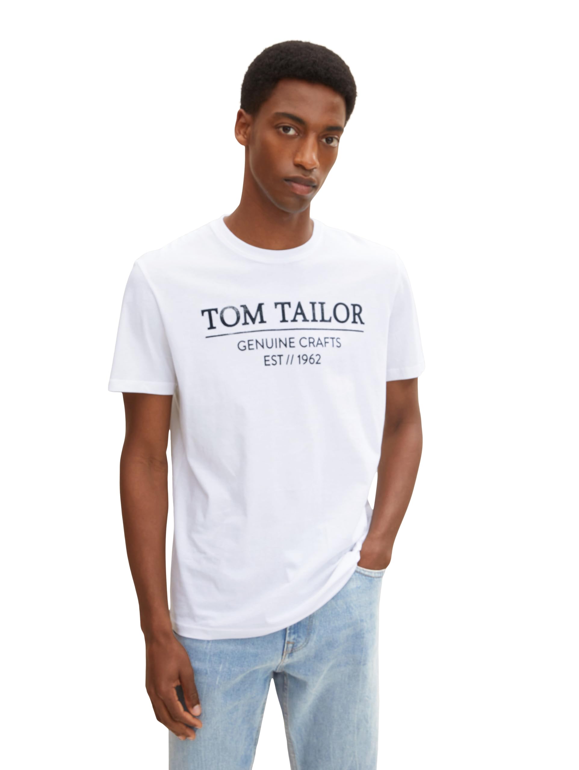 TOM TAILOR Men Organic Cotton Printed Logo T-Shirt