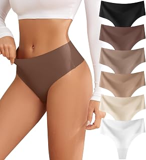 oshkang Thongs for Womens High Waisted Seamless No Show Underwear 6 Pack