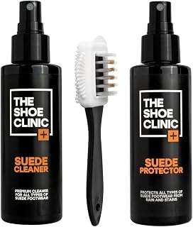 Shoe Clinic Shoe Cleaning Kit for Suede & Nubuck | Suede Cleaner & Suede Protector Spray with Suede Brush | Clean, Protect & Waterproof Shoes, Trainers & Boots | Trainer, Boot & Shoe Care Products