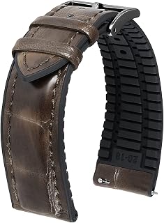 BINLUN Leather Watch Strap 14mm 16mm 18mm 19mm 20mm 21mm 22mm Quick Release Premium Alligator Pattern Leather and Breathable Silicone Hybrid Watch Bands Replacement Strap for Men Women