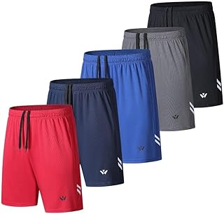 5 Pack Men's Sports Shorts with Pockets and Elastic Waistband Quick Dry Running Shorts