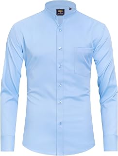 J.VER - Men's Mandarin Collar Long Sleeve T-Shirt with Pocket