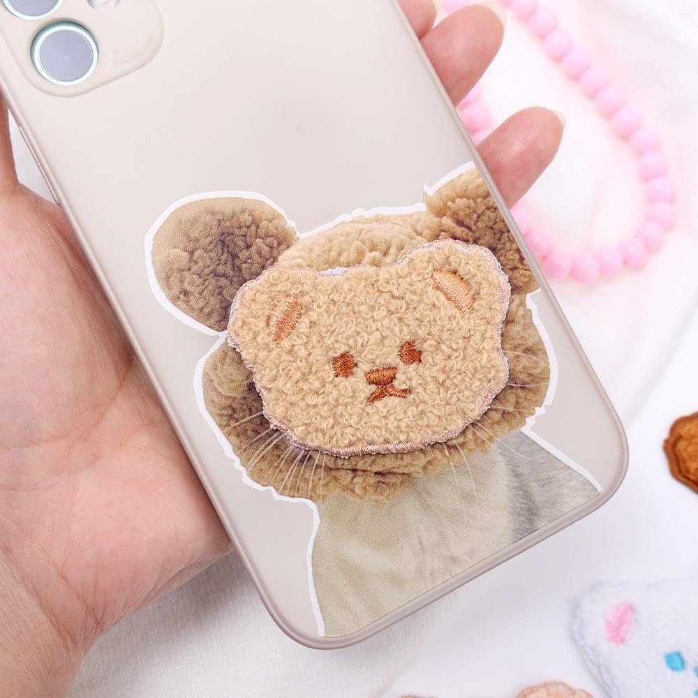 Cute Little Bear Embroidery Self Adhesive DIY Garment Decoration Patch, Apricot,