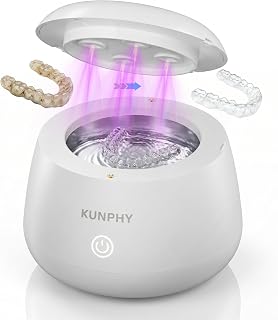 KUNPHY 48kHz Ultrasonic Retainer Cleaner kit, Dental Cleaner Machine | 2026 Optimized Design, Water Resistant, U-V Freshening Care, 5-Min One-Touch, fits Aligner Denture Night Guard Jewelry