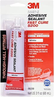 3M Marine Adhesive Sealant Fast Cure 5200 (05220) White, 3 fl oz Tube | Permanent Bonding and Sealing for Boats and RVs Above and Below the Waterline Waterproof Repair