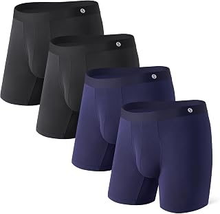 Separatec Men's Underwear Separate Pocket Breathable Micro Modal Boxer Briefs Seamless Soft Flap 4 Pack