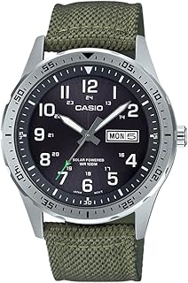 Casio Men's Stainless Steel Quartz Cloth Strap, Green, 22 Casual Watch (Model: MTP-S120L-3AVCF)