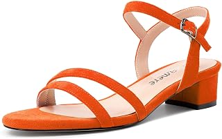 Castamere Women's Low Chunky Wide Kitten Heel Open Toe Strap Ankle Slingback Sandals Dance Dress 3CM Heels