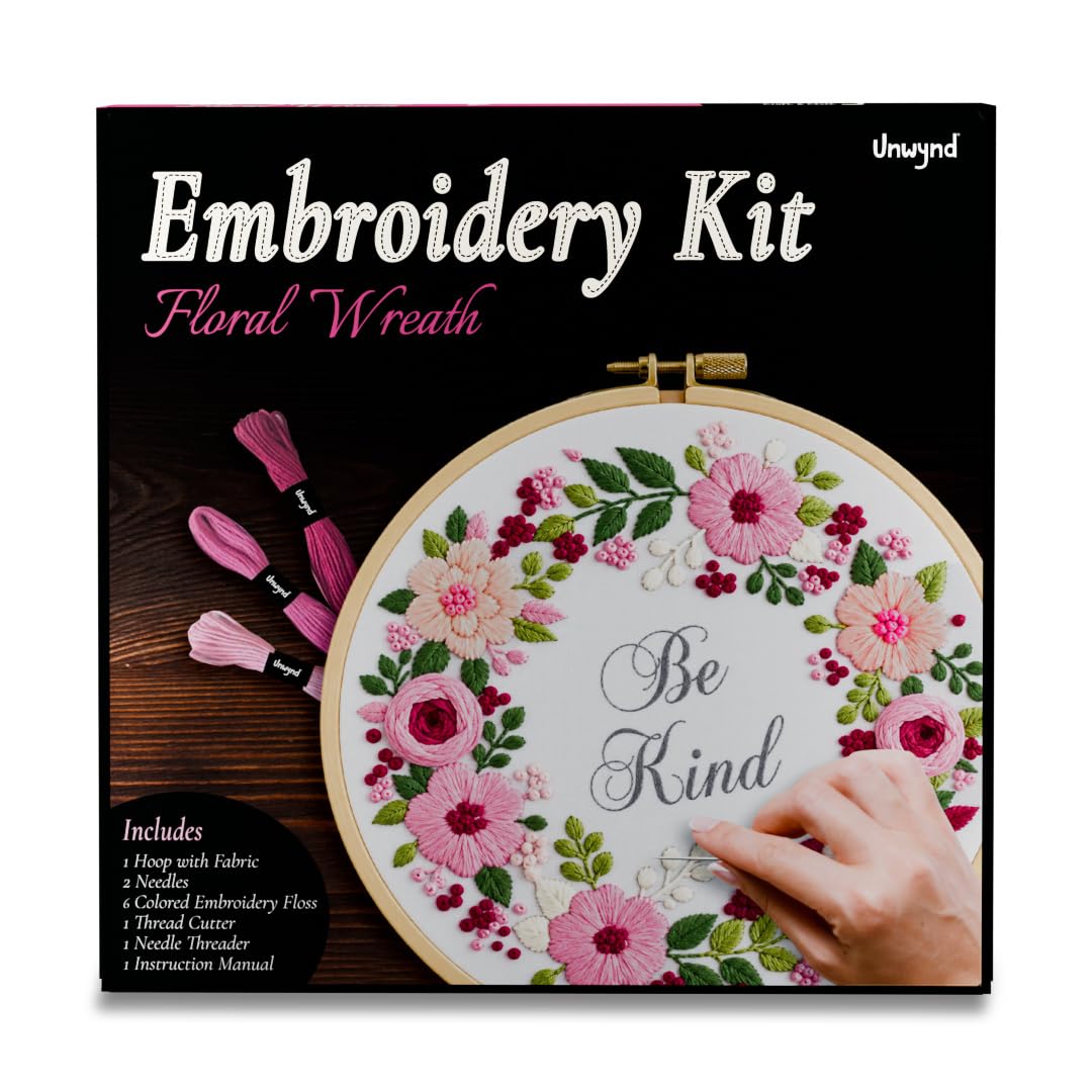 Unwynd embroidery beginner kit, cross stitch kits for adults, needlepoint | Flor