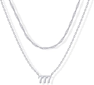 PAVOI 14K Gold Plated Angel Number Pendant Layering Necklace for Women