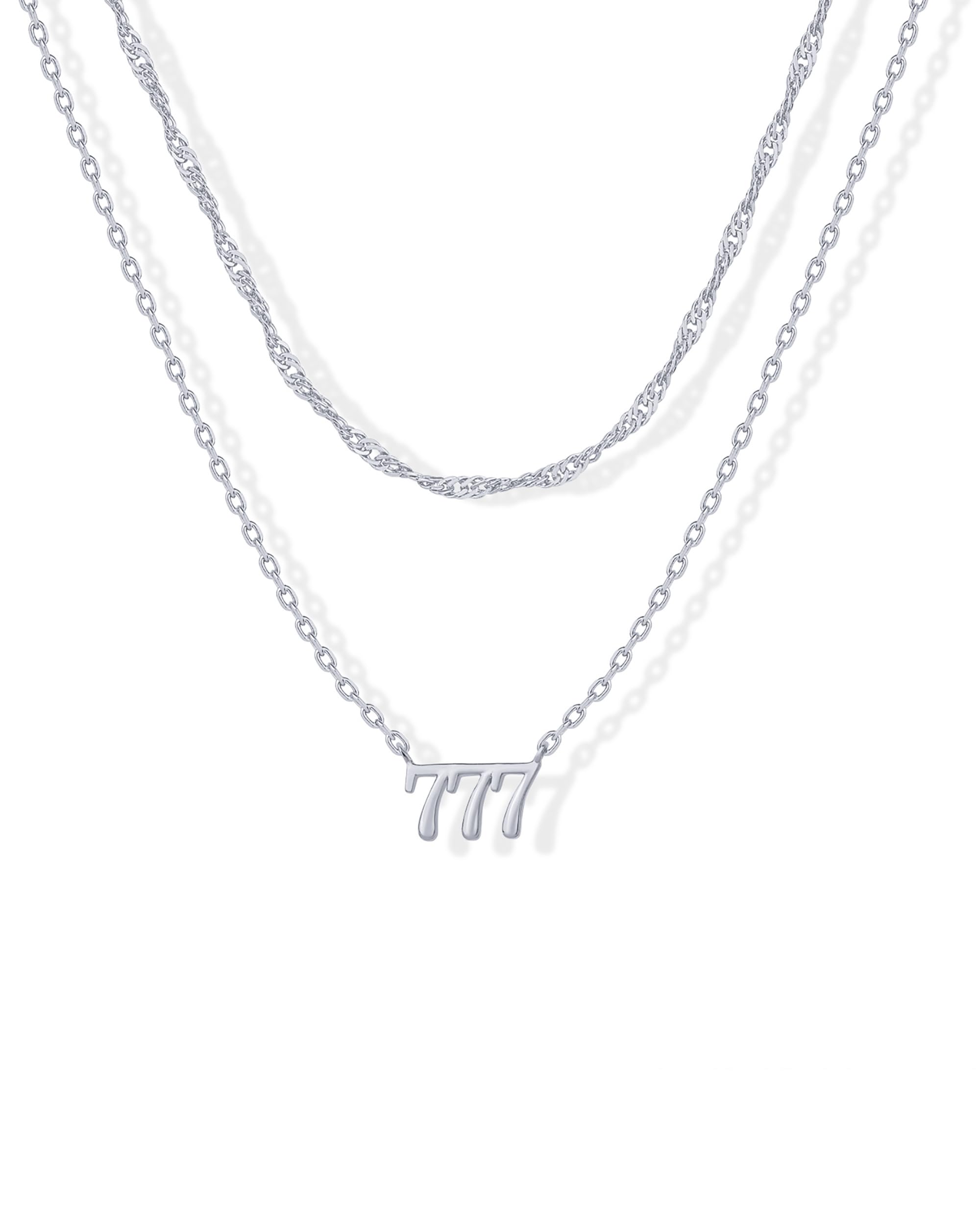 PAVOI 14K Gold Plated Angel Number Pendant Layering Necklace for Women