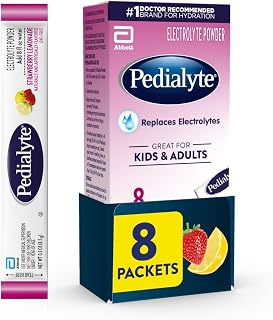 Pedialyte Electrolyte Powder, Hydration Drink for Kids & Adults, Strawberry Lemonade, 8 Powder Packets
