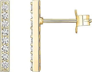 PAVOI 14K Gold Plated 925 Sterling Silver Post Dainty Mini Bar Stud Earrings | Gold Earrings for Women