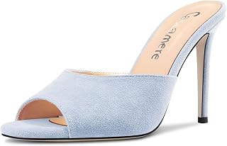 Castamere Women's High Needle Heel Open Toe Slip-on Sandals Dress Office Casual Mules Shoes 10CM Heels