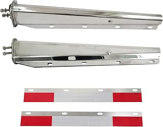Stainless Steel Straight Mudflap Hanger 1-1/8" Bolt Spacing for Semi Truck | Spring Loaded 30" Length, 2 Pack Mud Flap Bracket Holder Mount, Aluminum Reflectors, Fit for Freightliner Kenworth Peterbilt