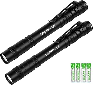 Lepro Small Torch Battery Powered, 2 Pack LED Pen Torches with Clip | 3 Modes, IPX4 Water Resistant, Slim, Pocket Pen Light for Inspection, Work, Repair and Nurses, Mechanic (Batteries Included)