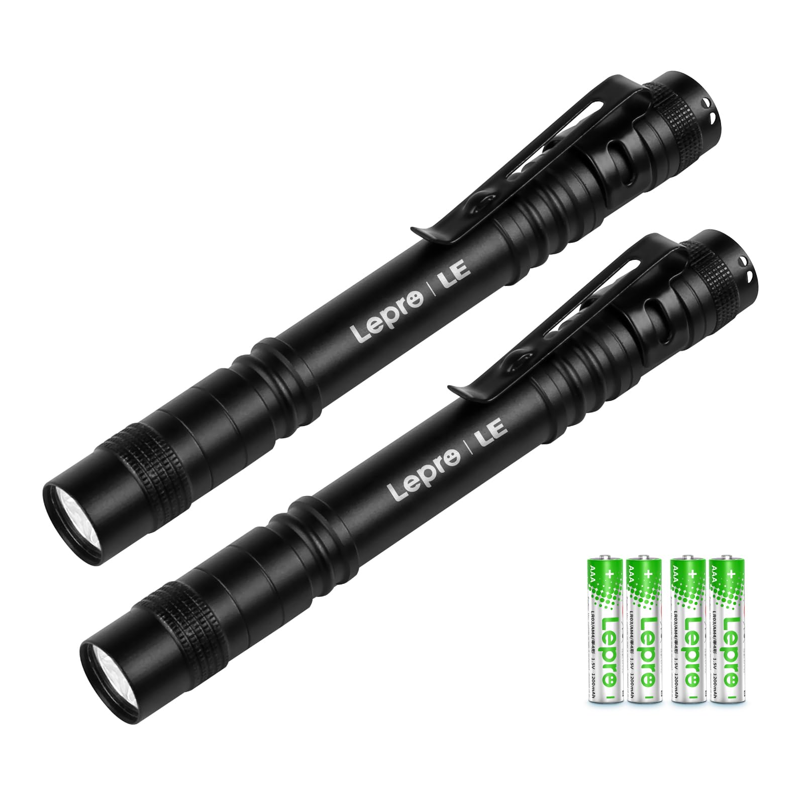 Lepro Small Torch Battery Powered, 2 Pack LED Pen Torches with Clip | 3 Modes, I