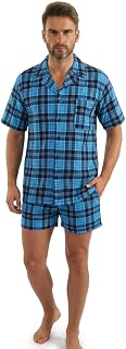 sesto senso Elegant Checked Short Sleeve Pyjamas Men's Button Down Pyjamas Short Cotton Short Shorts