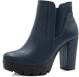 Allegra K Ladies High Heel Platform Zip Chelsea Boots
