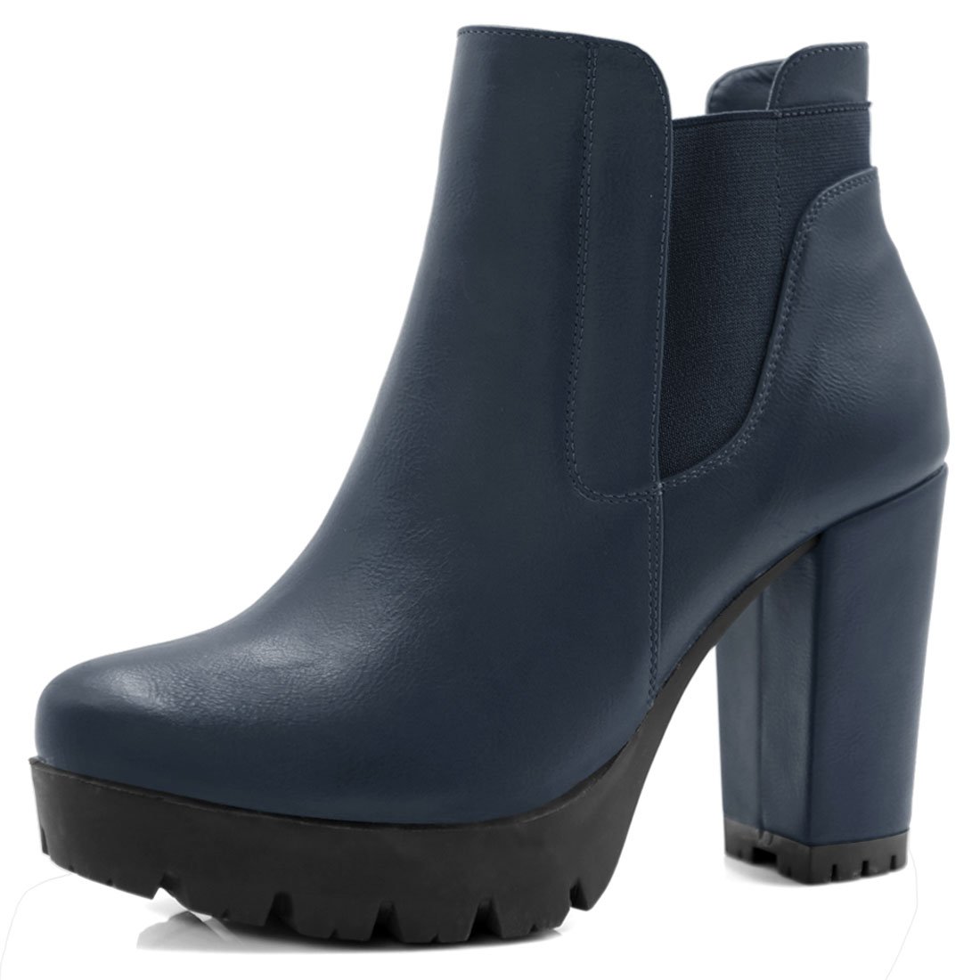 Allegra K Ladies High Heel Platform Zip Chelsea Boots