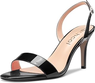 Aachcol Women's Stiletto Medium High Heel Sandals Lace Ankle Strap Round Slingback Open Toe Dress Shoes Office Wedding Party Painted 8 cm