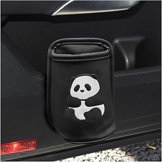 Cute Panda Car Cup Holder, Clip-On Leather Car Door Drink Holder, Automotive Back Seat Hanging Bottle Holders, Scratch-Resistant Auto Organizer Accessories for Soda Cans, Coffee (Black)