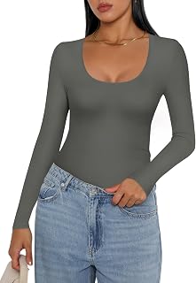 Ekouaer Women's Thermal Crew Neck Thermal Autumn Thermal Underwear Top S-XXL