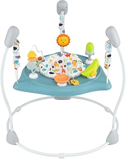 BABY JOY Baby Activity Center, Baby Jumpers and Bouncers with Music, 360° Rotating Seat, 3 Adjustable Heights, Montessori-Inspired Activity Center for Baby 7-15 Months (Baby Blue)