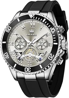 OLEVS Mens Chronograph Waterproof Luminous Silicone Band Multifunction Wrist Watch